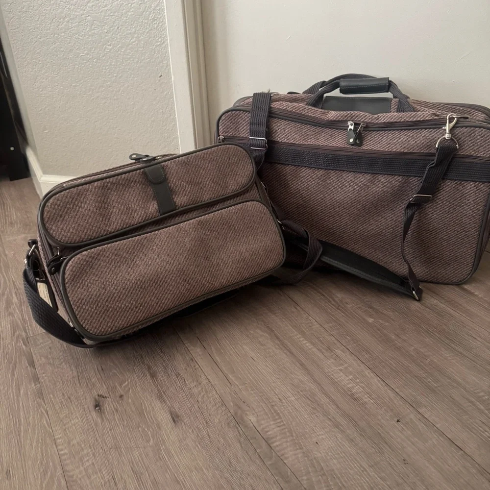Samsonite Silhouette 4 Vintage Luggage Set of Two 1987 Brown Tweed